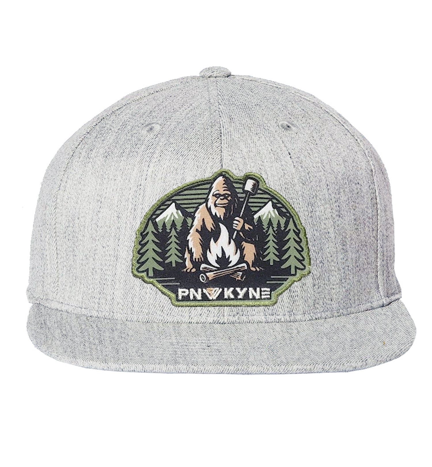 Bigfoot Campfire Flat Bill Cap - Grey  - Front