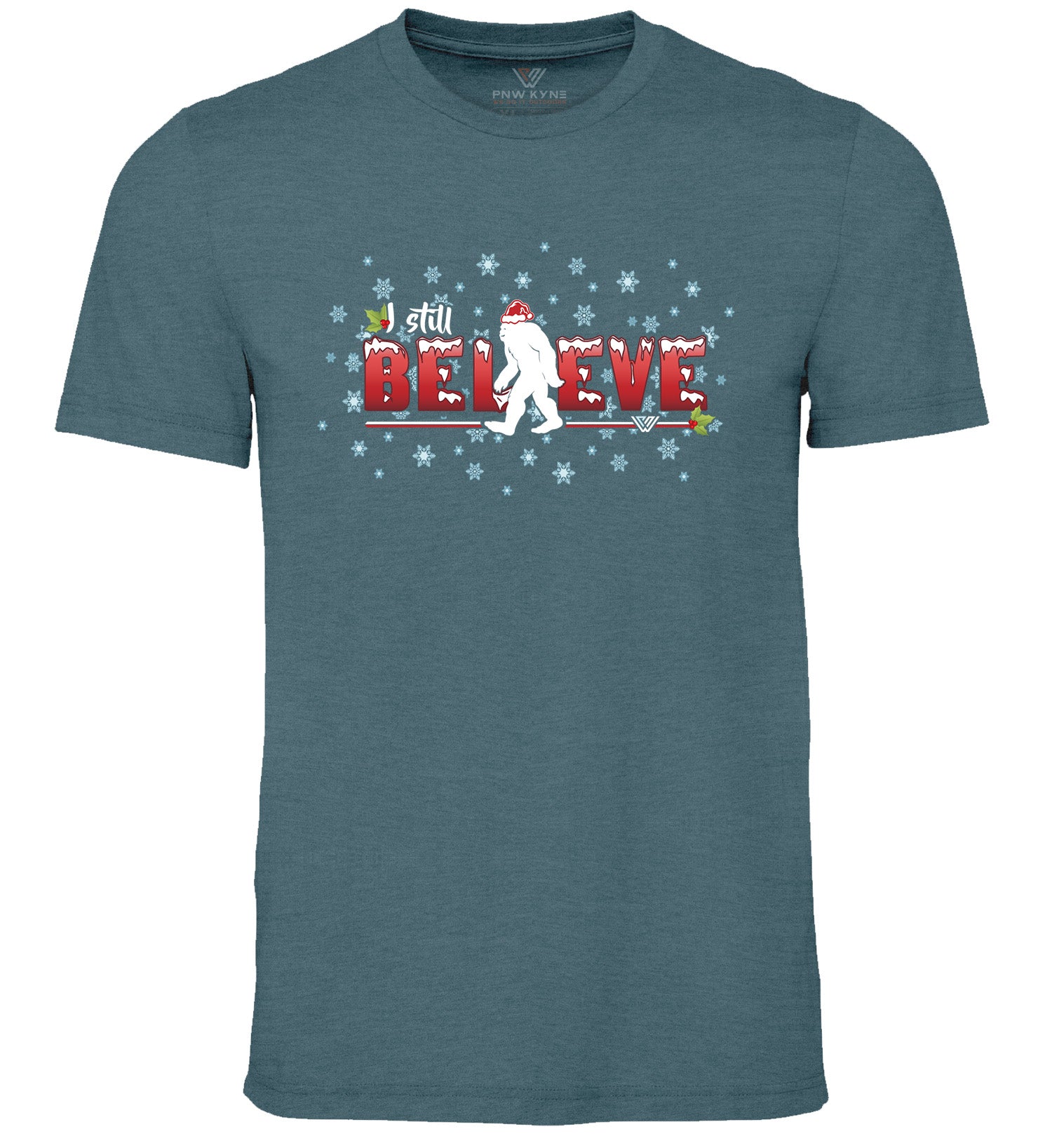 Christmas Still Believe Short Sleeve Bigfoot Shirt - Heather Slate