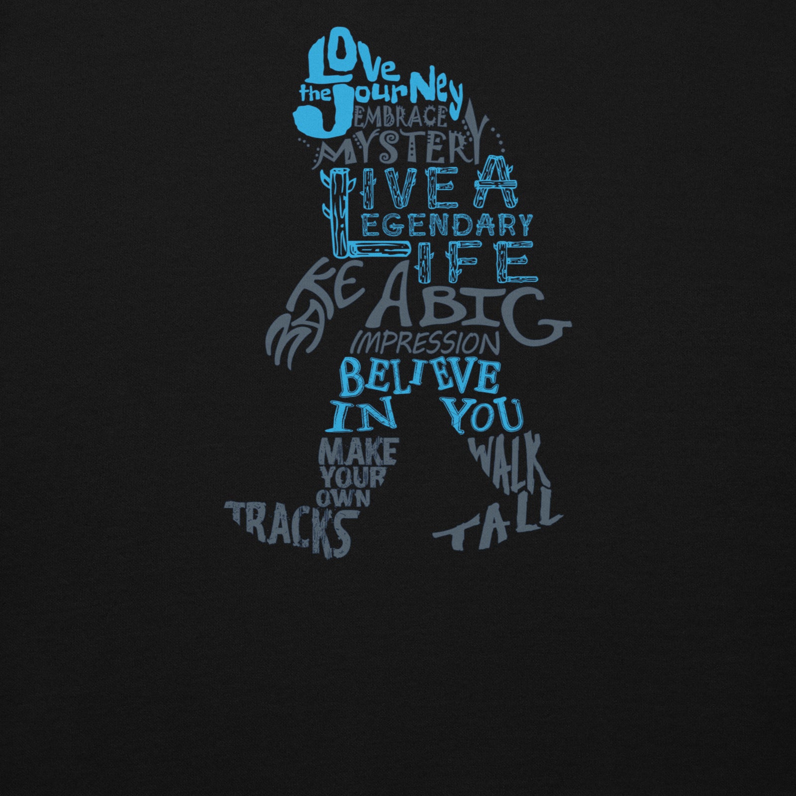 Bigfoot Wisdom Pullover Hoodie - Black - Closeup