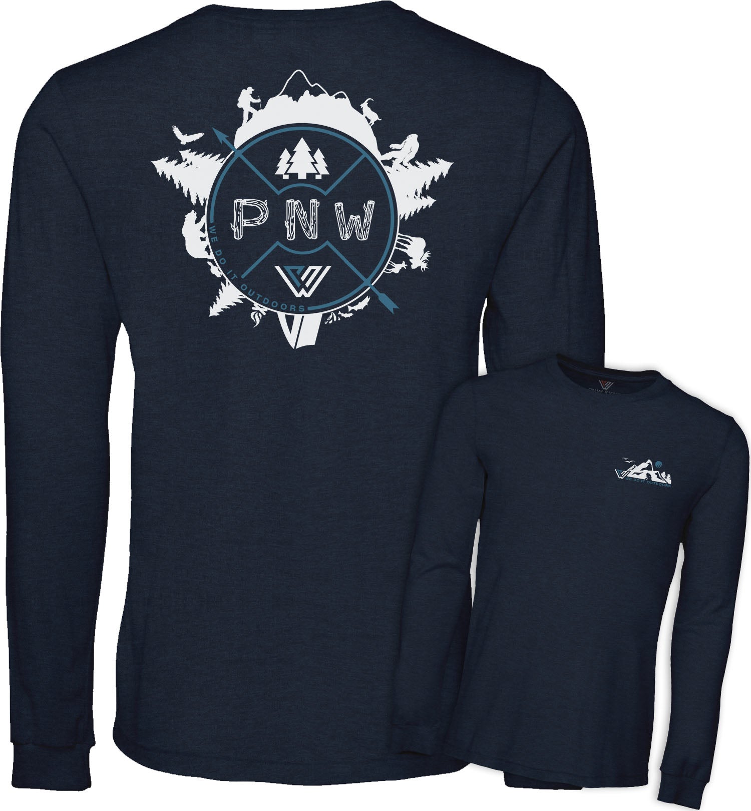 PNW Shirt - Around the PNW - Long Sleeve - Combined - Heather Navy