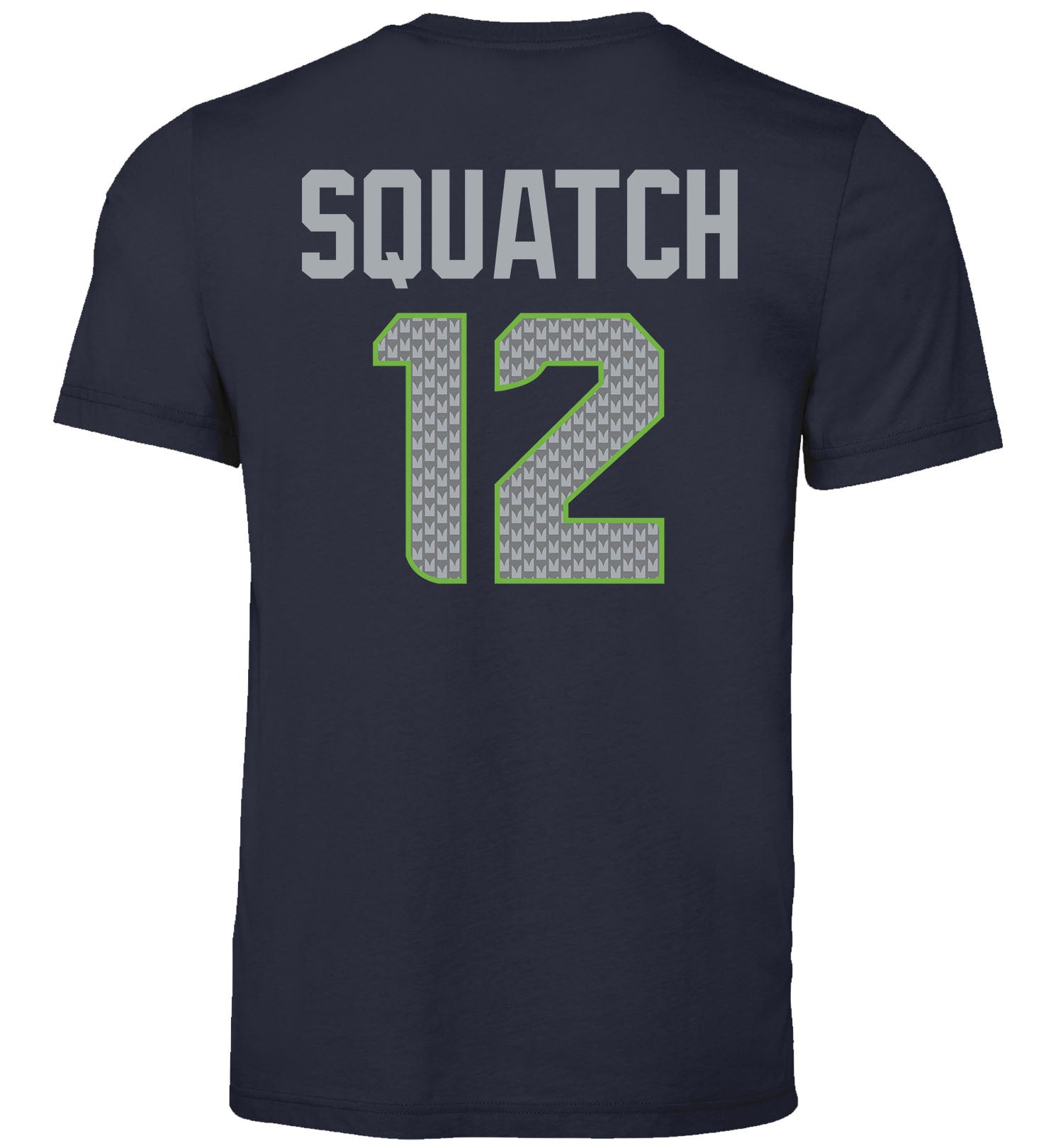 Bigfoot Shirt - 12th Man Football Squatch - Short Sleeve - Back - Navy