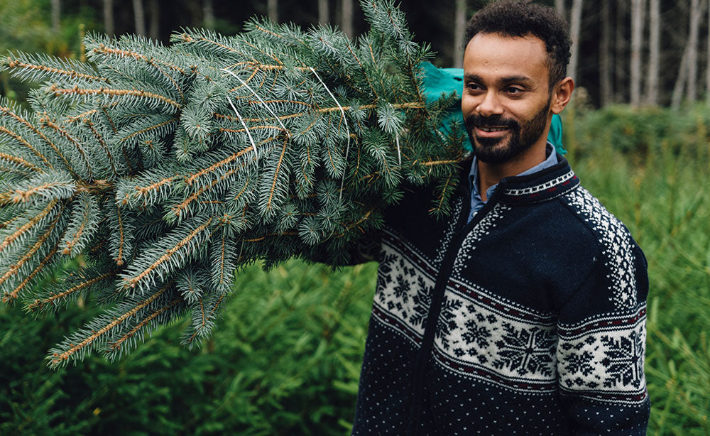 Finding Christmas Amongst the Trees in the Northwest - Man carrying Christmas tree PNW Life Header Image.jpg