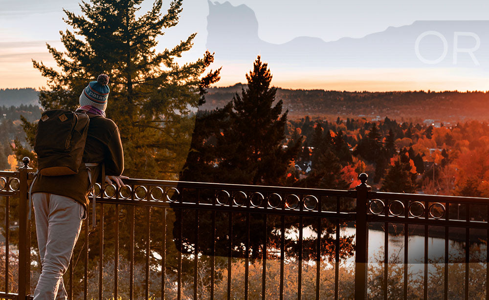 Top Oregon Cities - Person looking over a rail at city - PNW Life Header Image.jpg