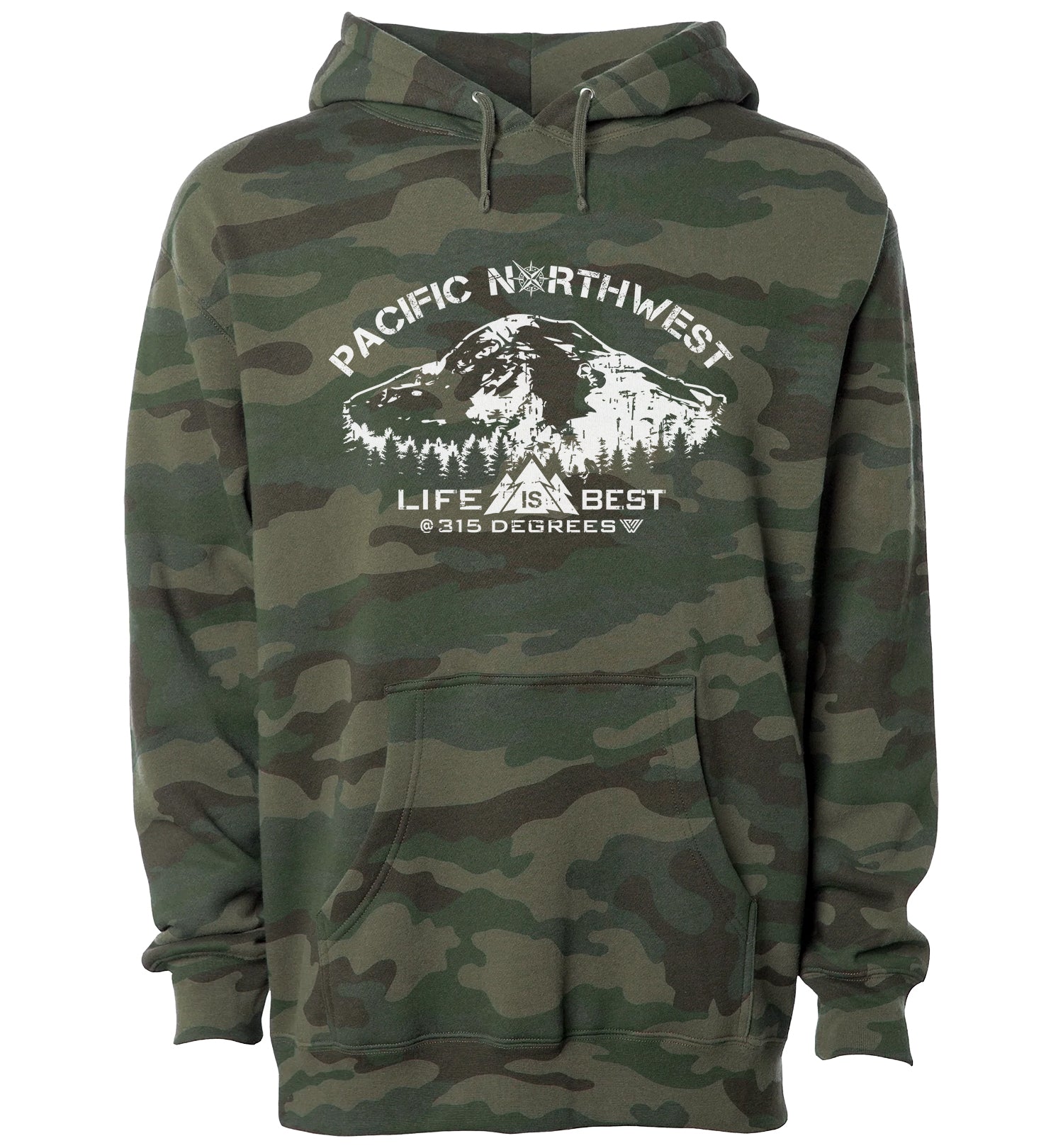 315 Rainier Pullover Hoodie Sweatshirt - Front - Green Camo