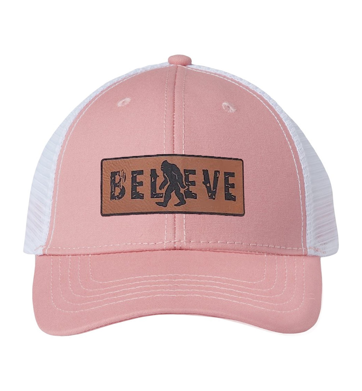 Bigfoot Believe Women's Modern Trucker Cap - Pink - Front