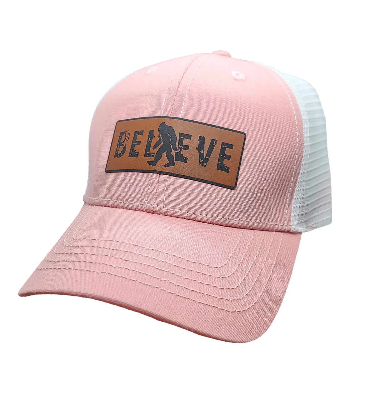 Bigfoot Believe Women&#39;s Modern Trucker Cap - Pink - Side