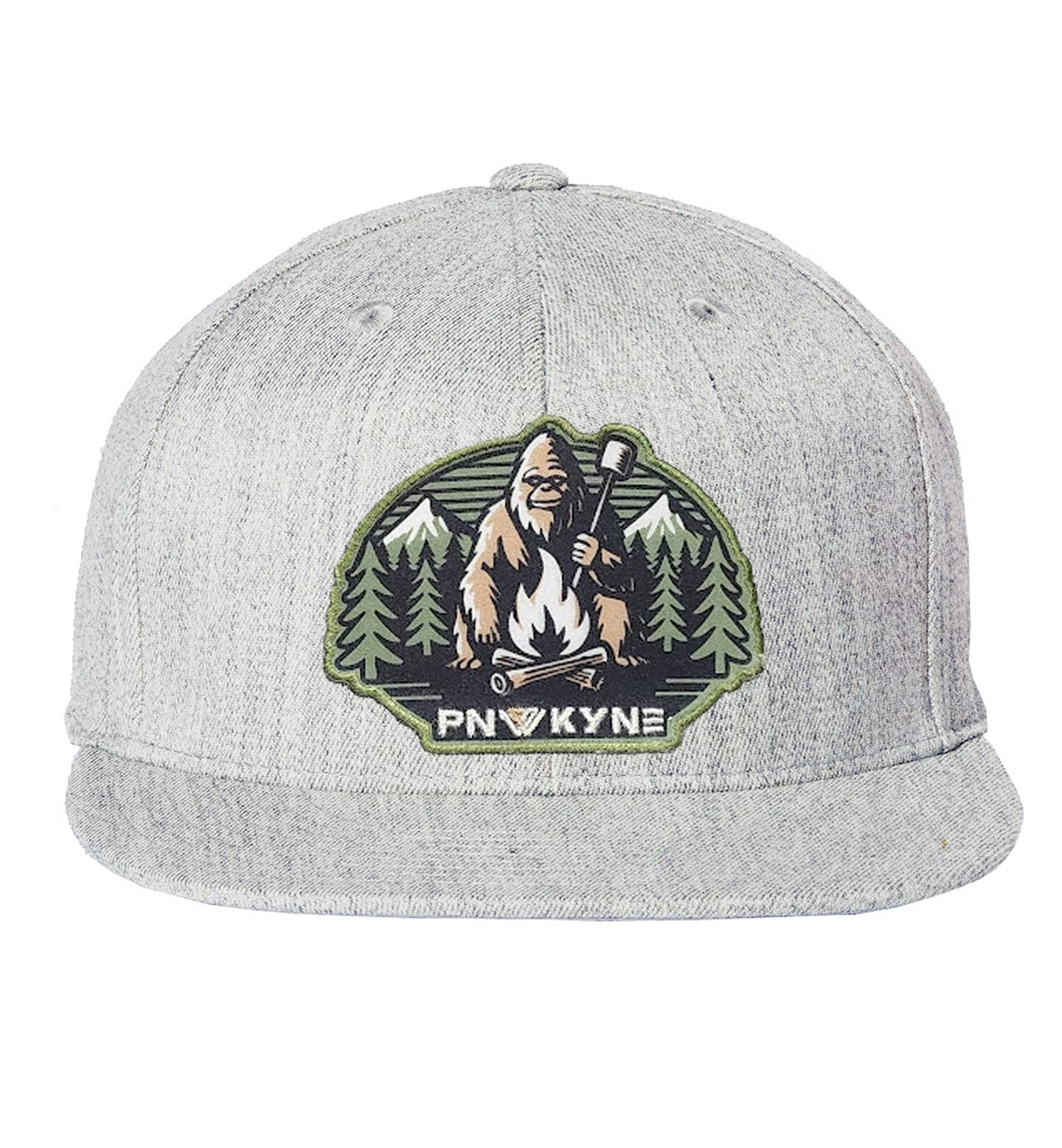 Bigfoot Campfire Flat Bill Cap - Grey  - Front