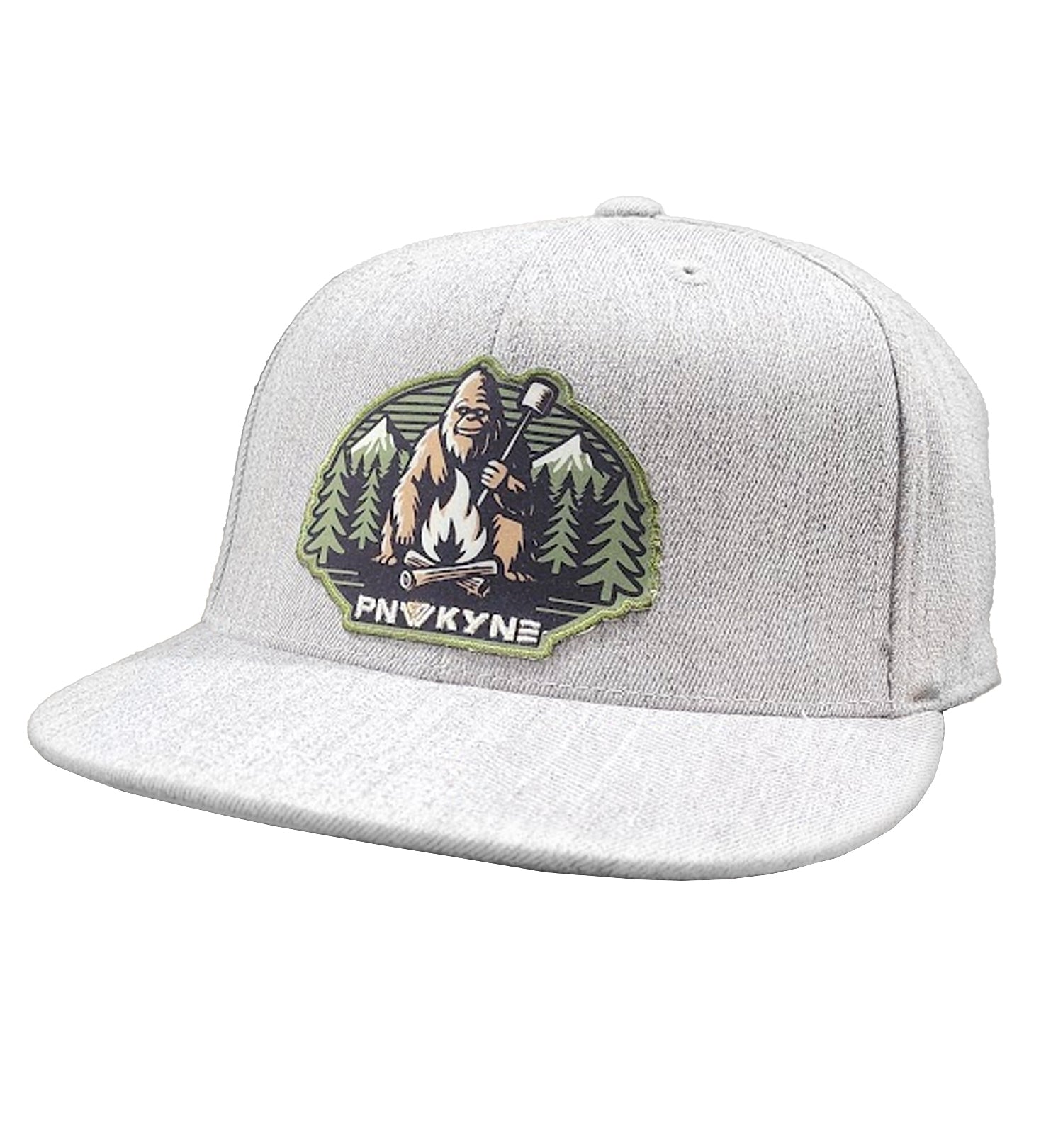 Bigfoot Campfire Flat Bill Cap - Grey  - Side