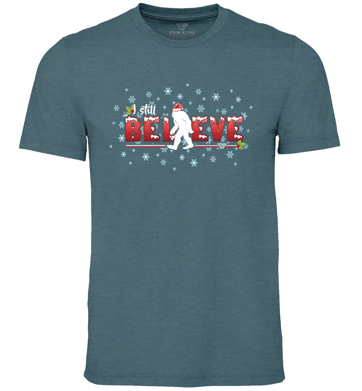 Christmas Still Believe Short Sleeve Bigfoot Shirt - Heather Slate