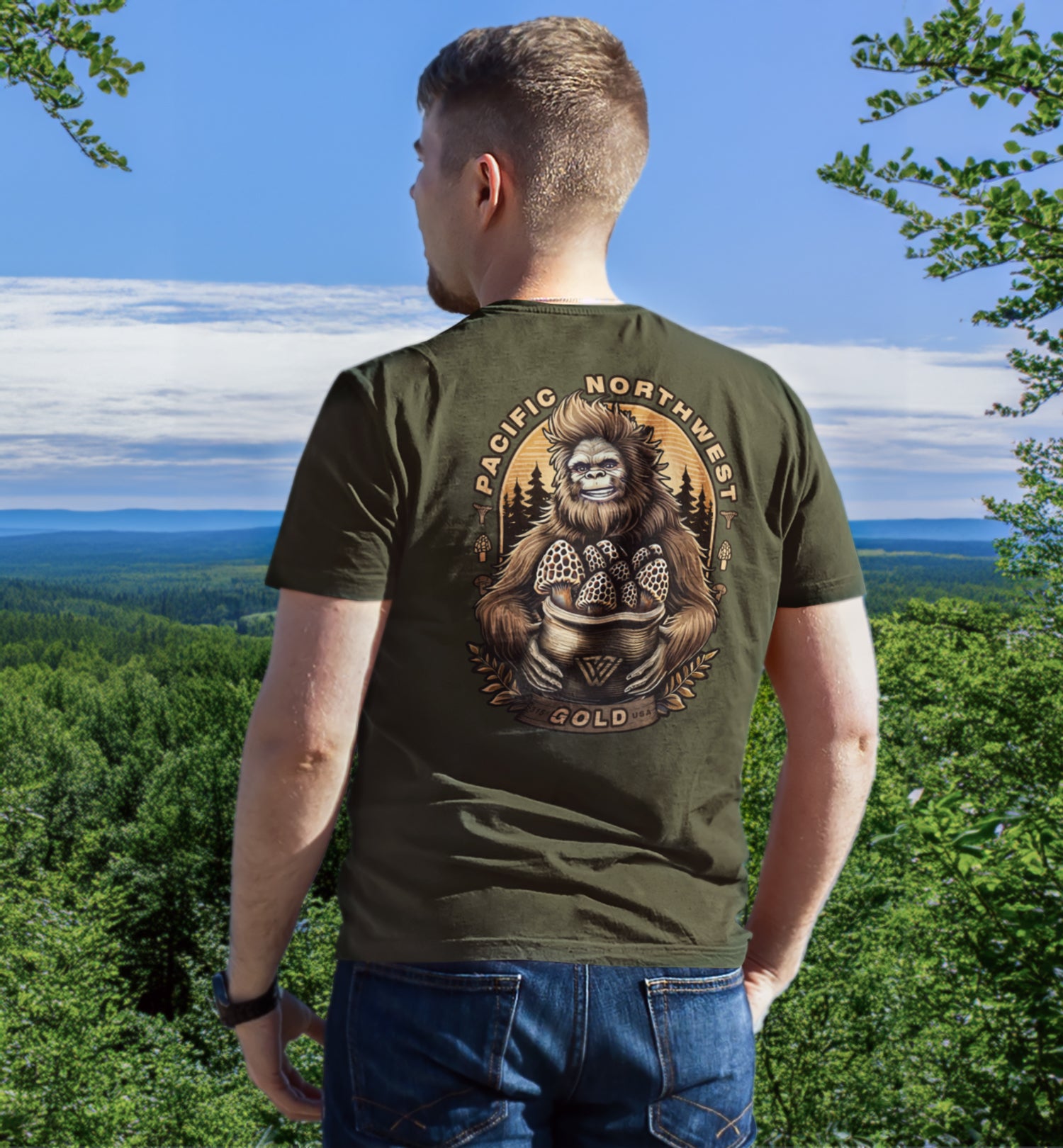 Bigfoot PNW Gold Short Sleeve Shirt Lifestyle