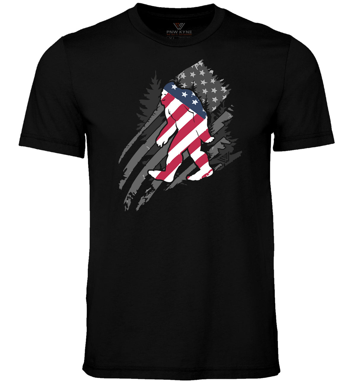 Bigfoot Shirt - Patriotic - Short Sleeve - Front - Black