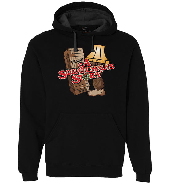 Bigfoot Sweatshirt - A Squatchmas Story - Pullover Hoodie - Front - Black FotL