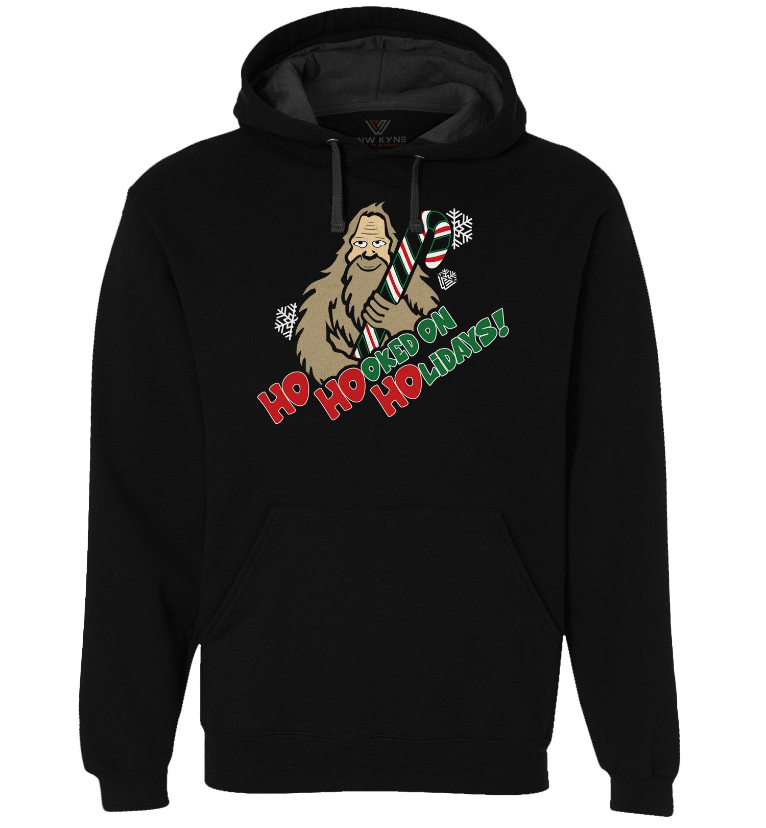 Bigfoot Sweatshirt - Hooked on Holidays - Pullover Hoodie - Black FotL