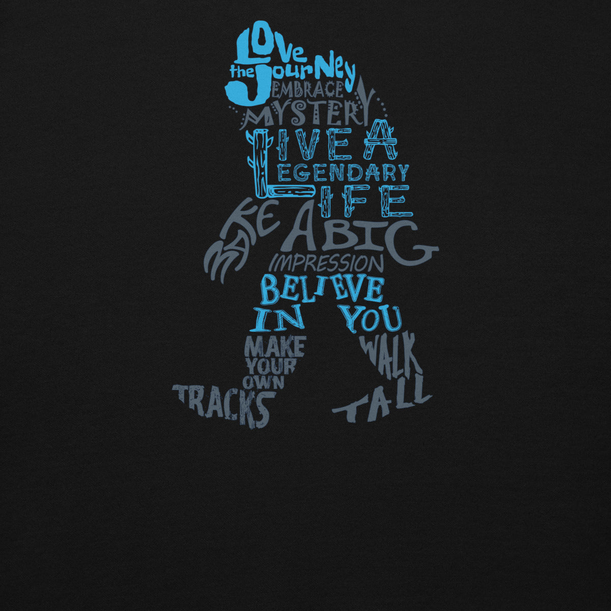 Bigfoot Wisdom Pullover Hoodie - Black - Closeup