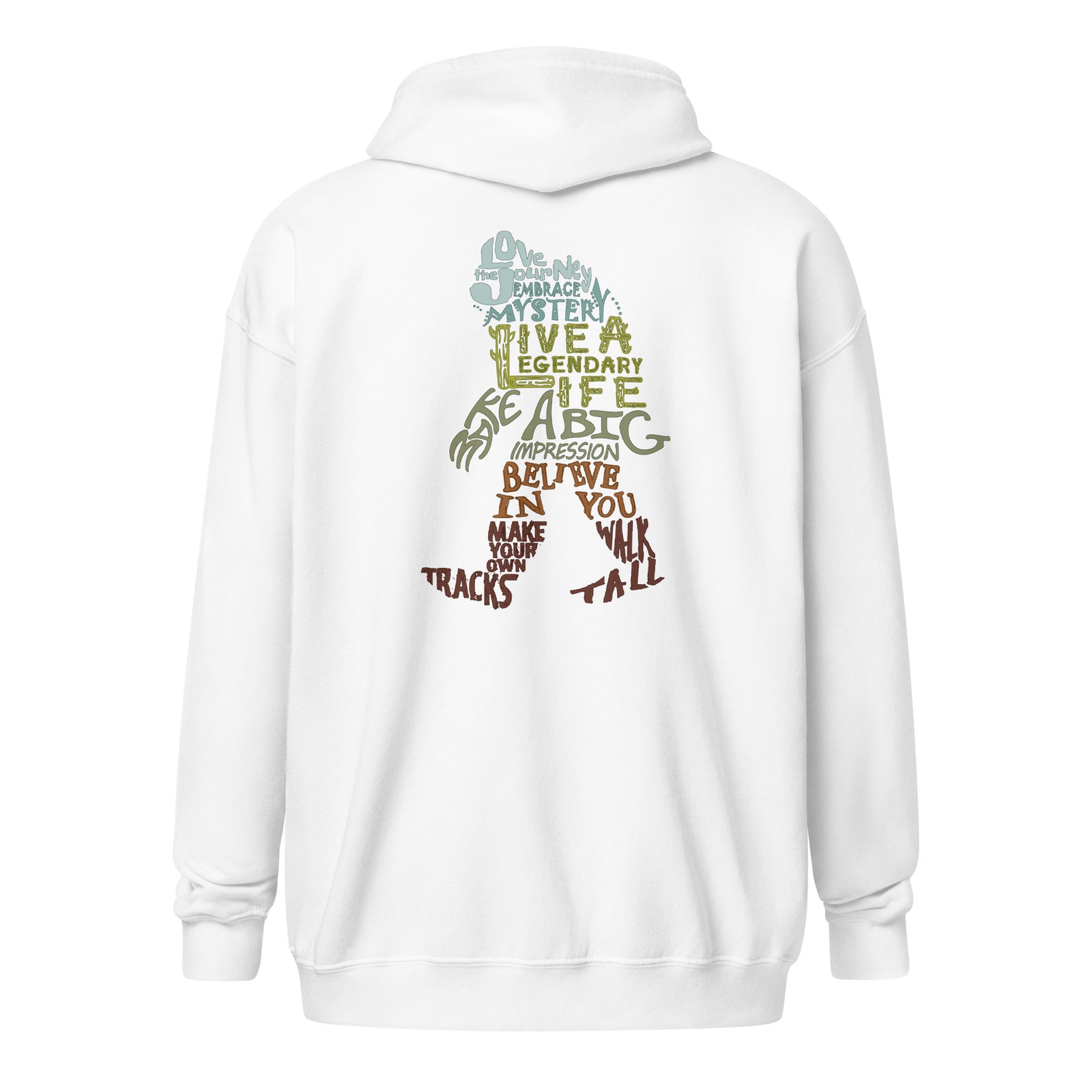 Bigfoot Wisdom Zip Hoodie - White - Back