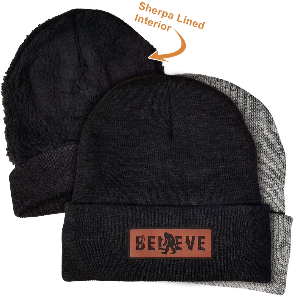 Bigfoot Believe Sherpa Lined Beanie Images