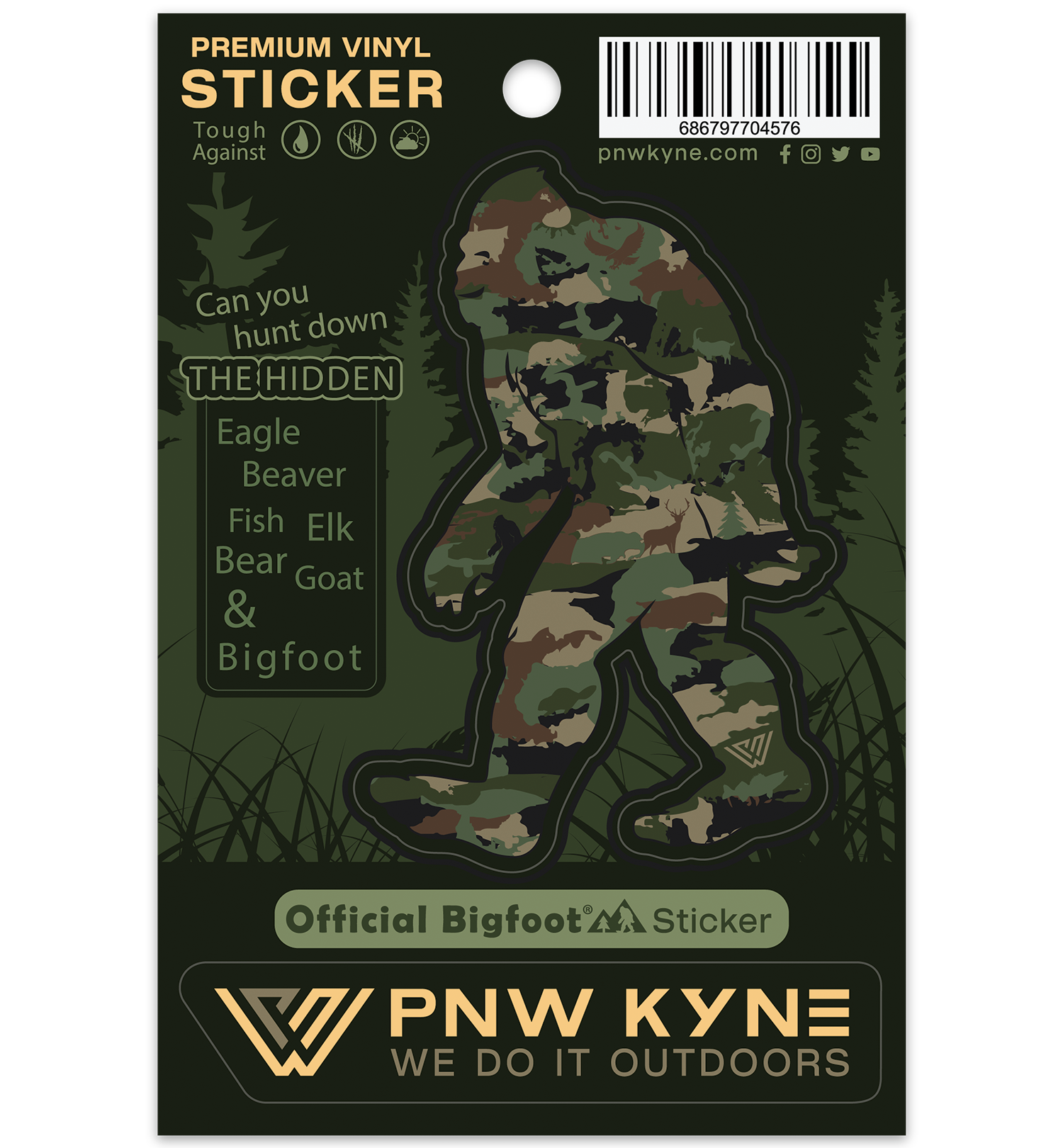 Camo Bigfoot Sticker Sheet