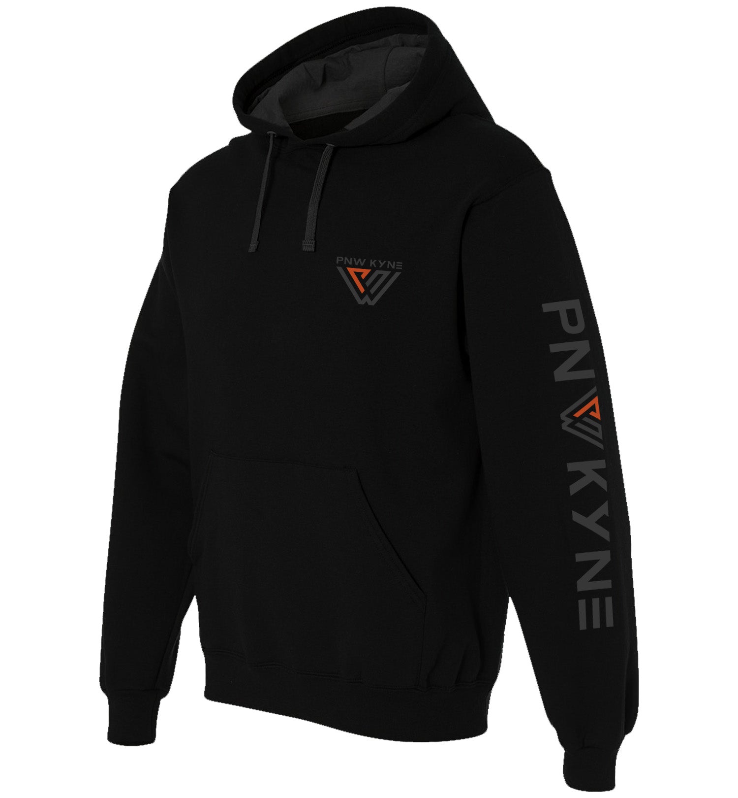 PNW KYNE Pullover Hoodie Sweatshirt - Left - Black with Grey Logo