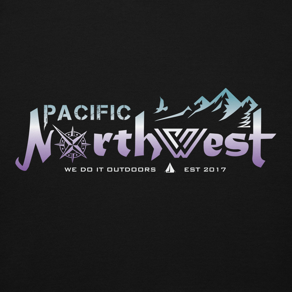 Northwest Skyline Pullover Hoodie - Closeup - Glacier