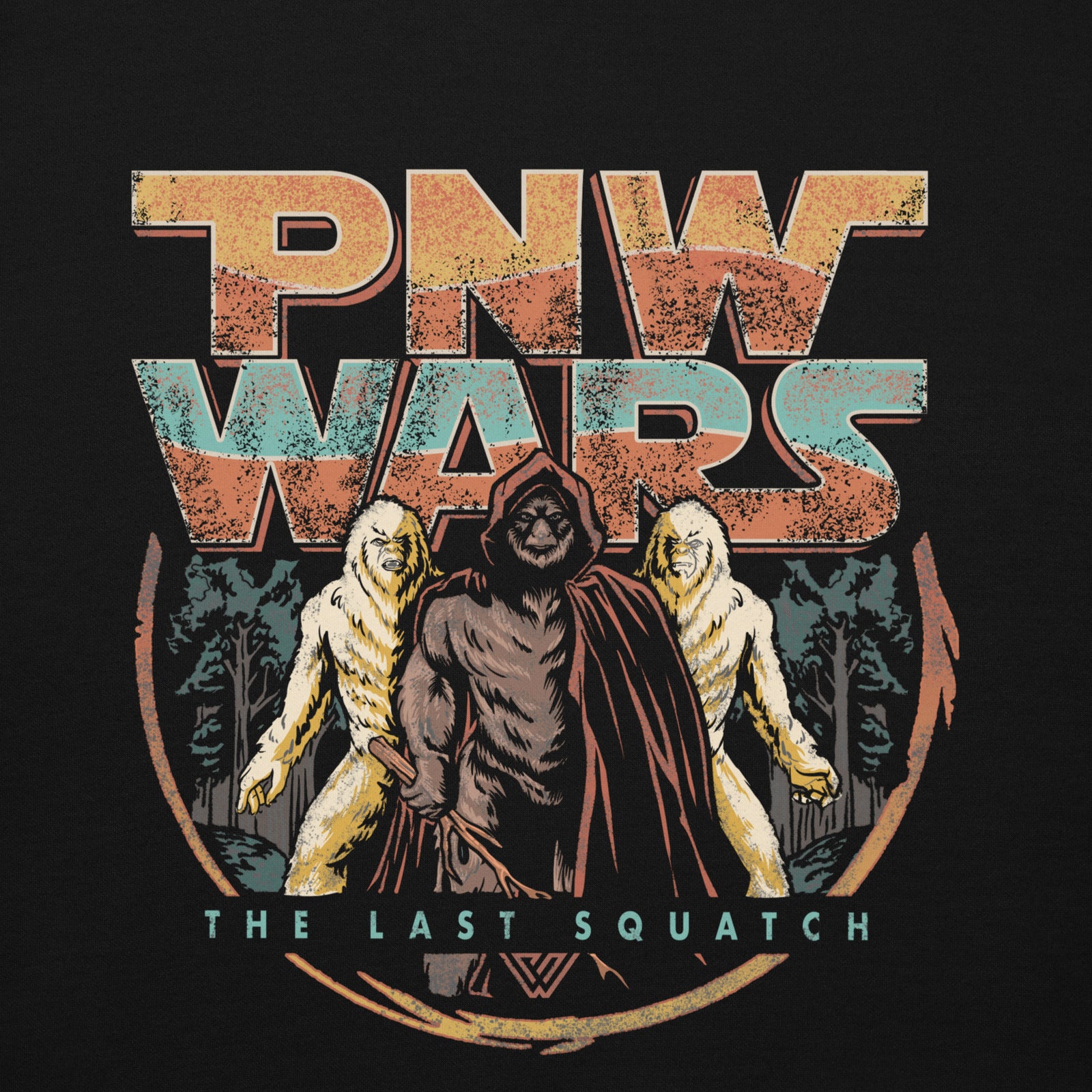 PNW Wars Last Squatch Pullover Hoodie - Closeup