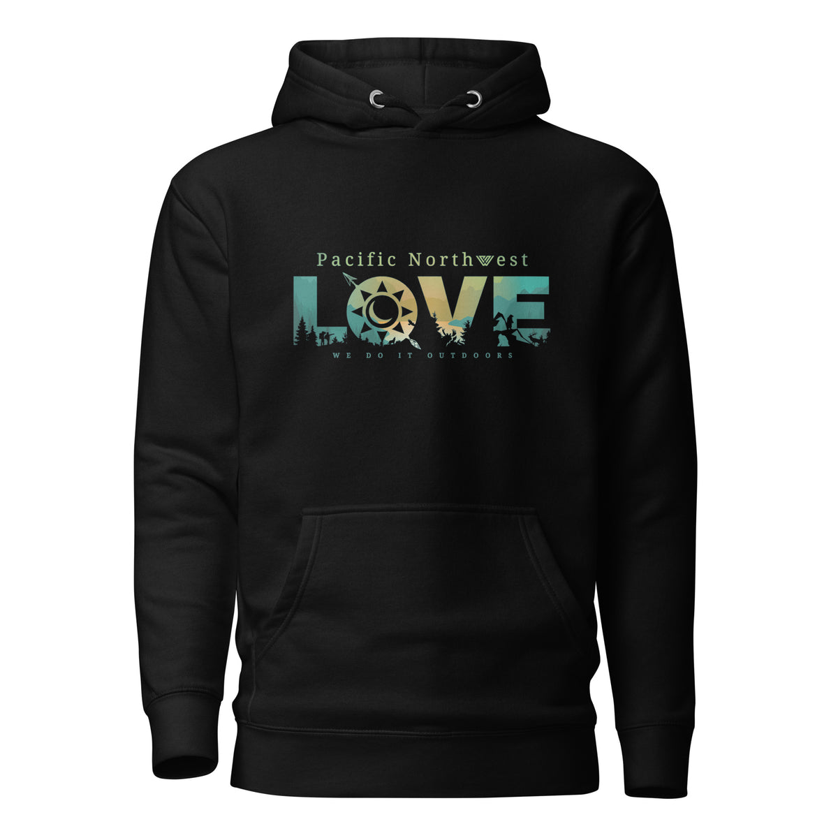Pacific Northwest LOVE Pullover Hoodie - Black - Front