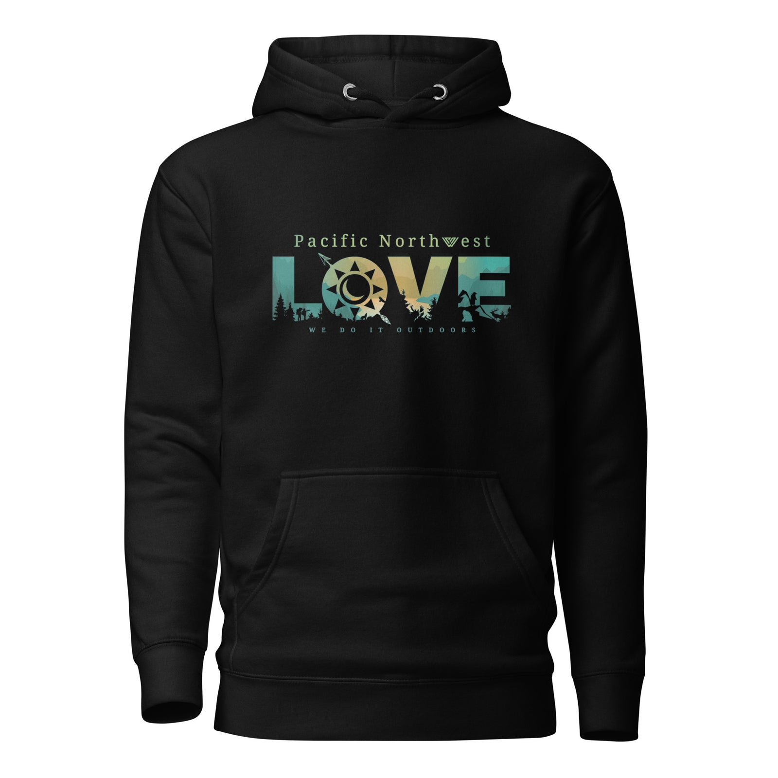 Pacific Northwest LOVE Pullover Hoodie - Black - Front