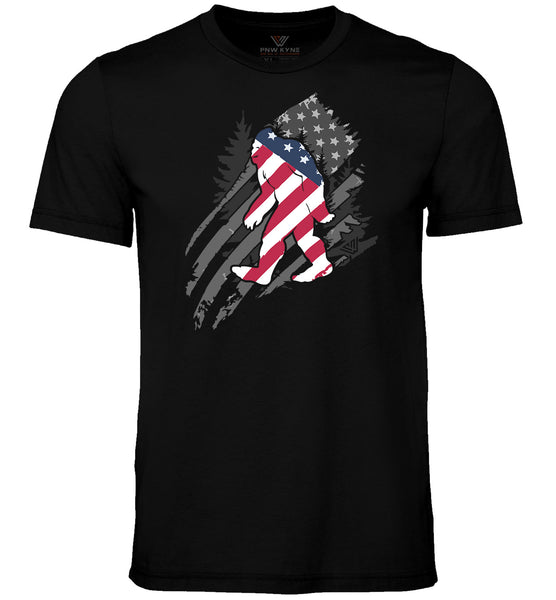 Patriotic Bigfoot Short Sleeve Shirt - Black