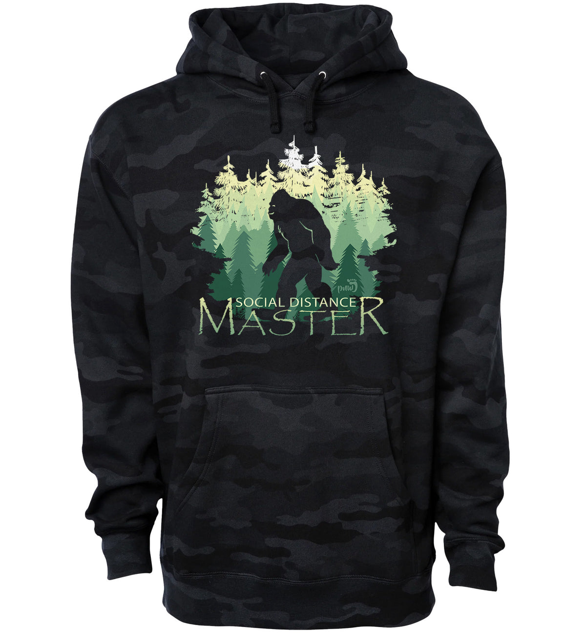 Social Distance Master Bigfoot Pullover Hoodie Sweatshirt - Black Camo