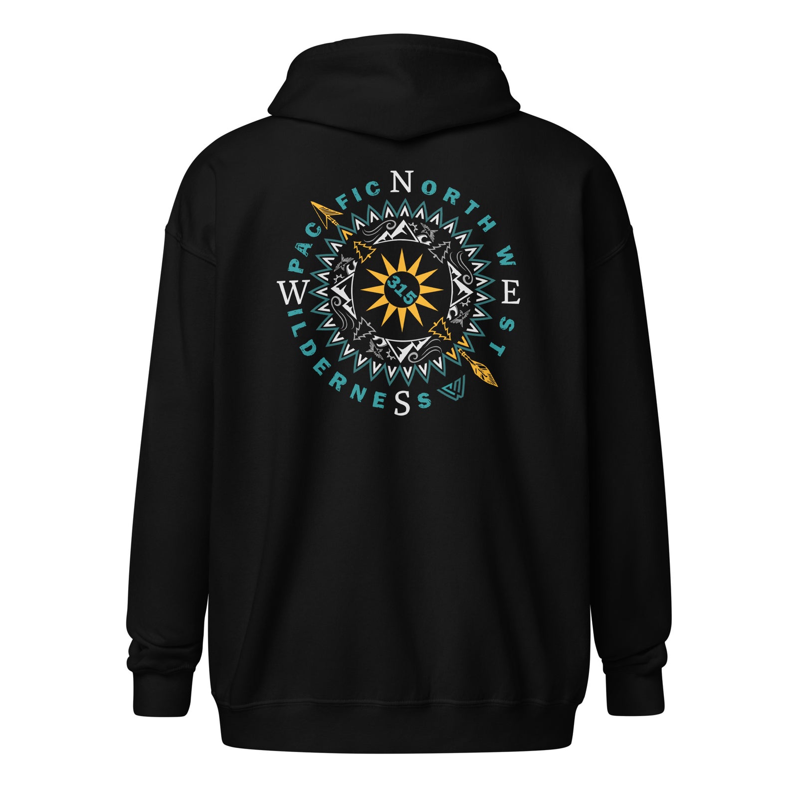 Sun 'n Peaks Compass Zip Hoodie - Black - Back
