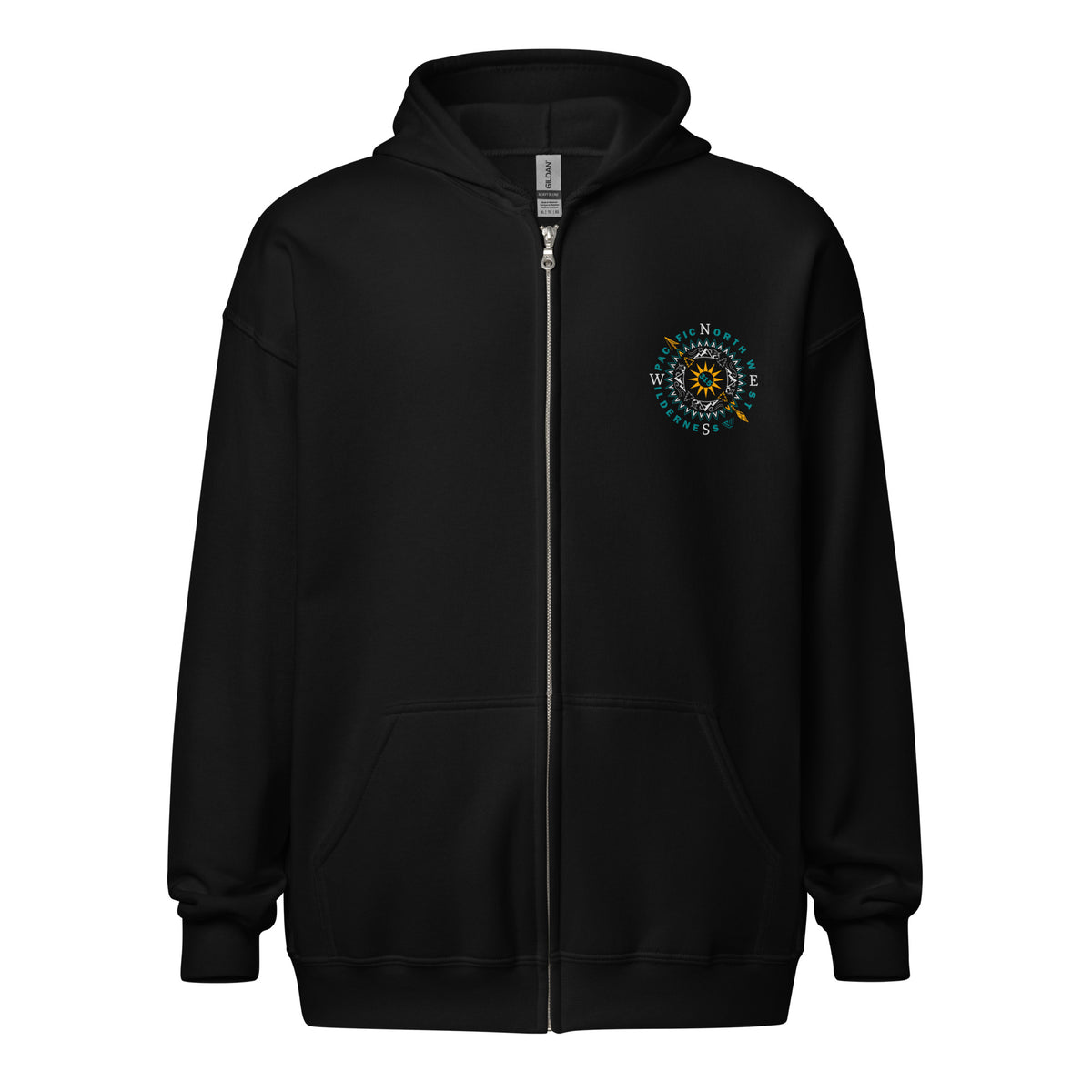 Sun 'n Peaks Compass Zip Hoodie - Black - Front