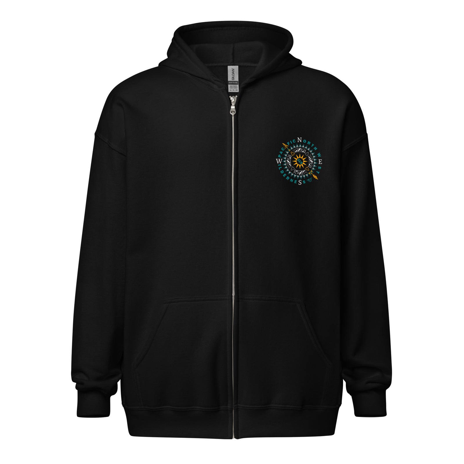 Sun 'n Peaks Compass Zip Hoodie - Black - Front