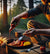 Pouring Wildfyre Squatch Hot Sauce on a camping meal