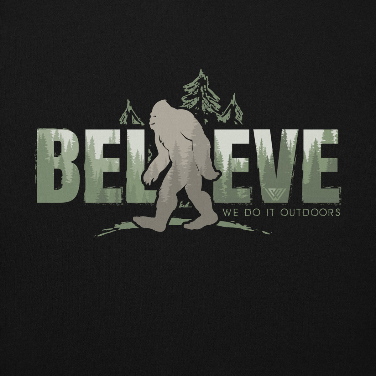 WoodZ Bigfoot Believe Pullover Hoodie - Closeup