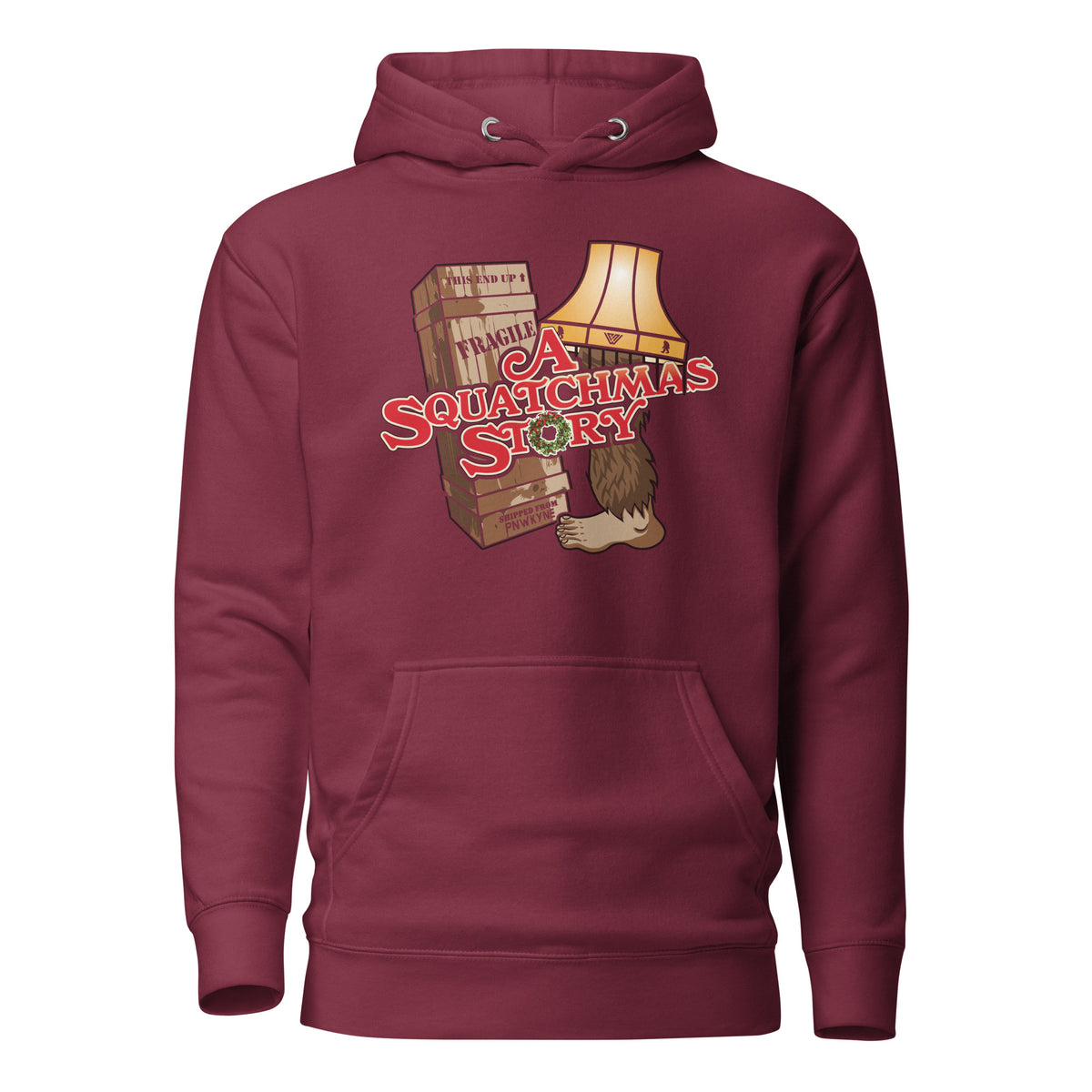 Bigfoot Sweatshirt - A Squatchmas Story - Pullover Hoodie - Maroon