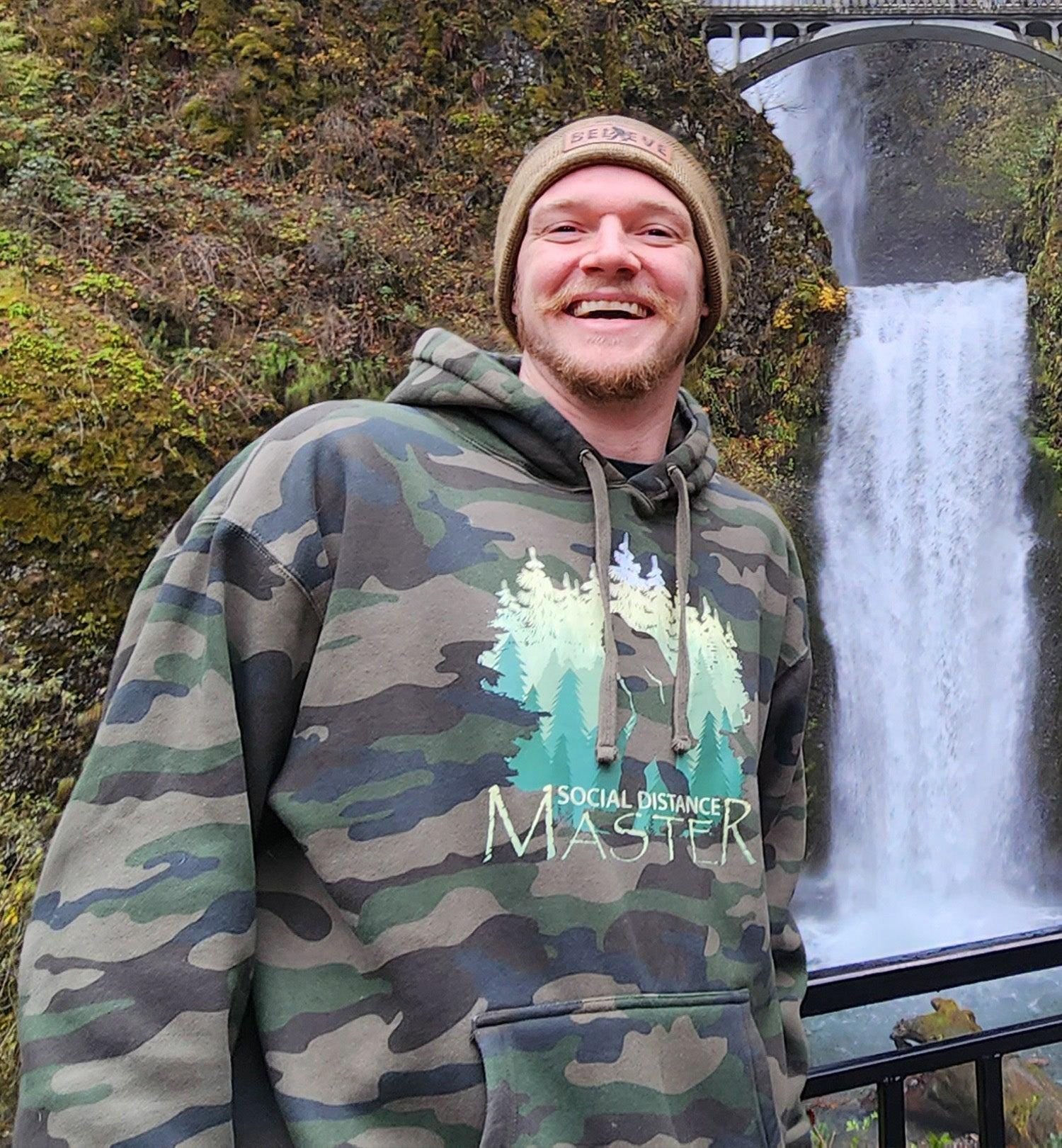 Social Distance Master Bigfoot Heavyweight Pullover Hoodie Sweatshirt - Forest Camo
