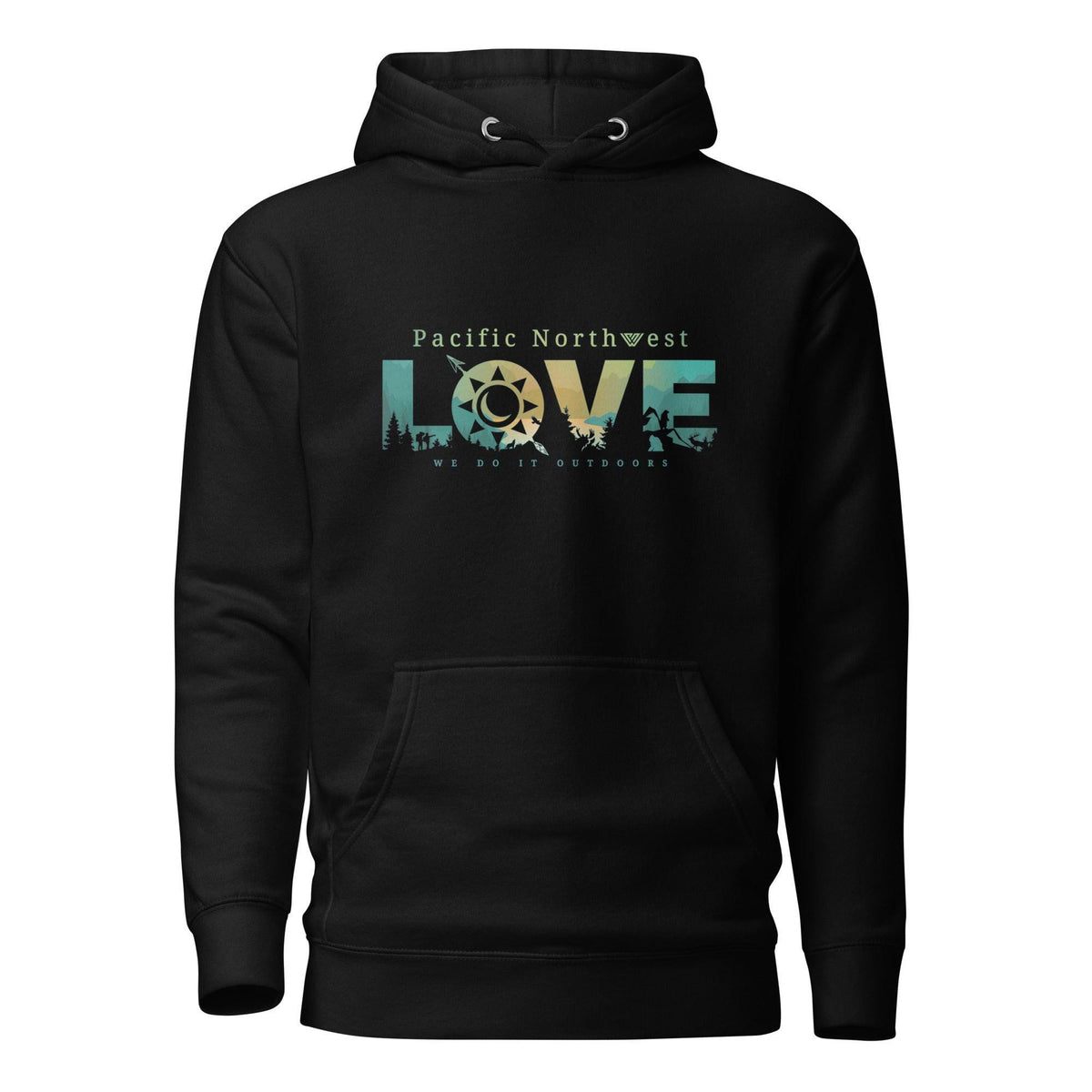Pacific Northwest LOVE Pullover Hoodie - Black - Front