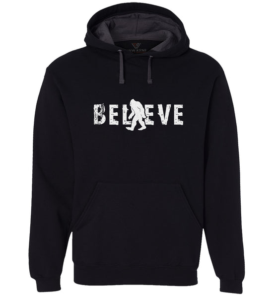 Bigfoot Believe Pullover Hoodie Sweatshirt - Black