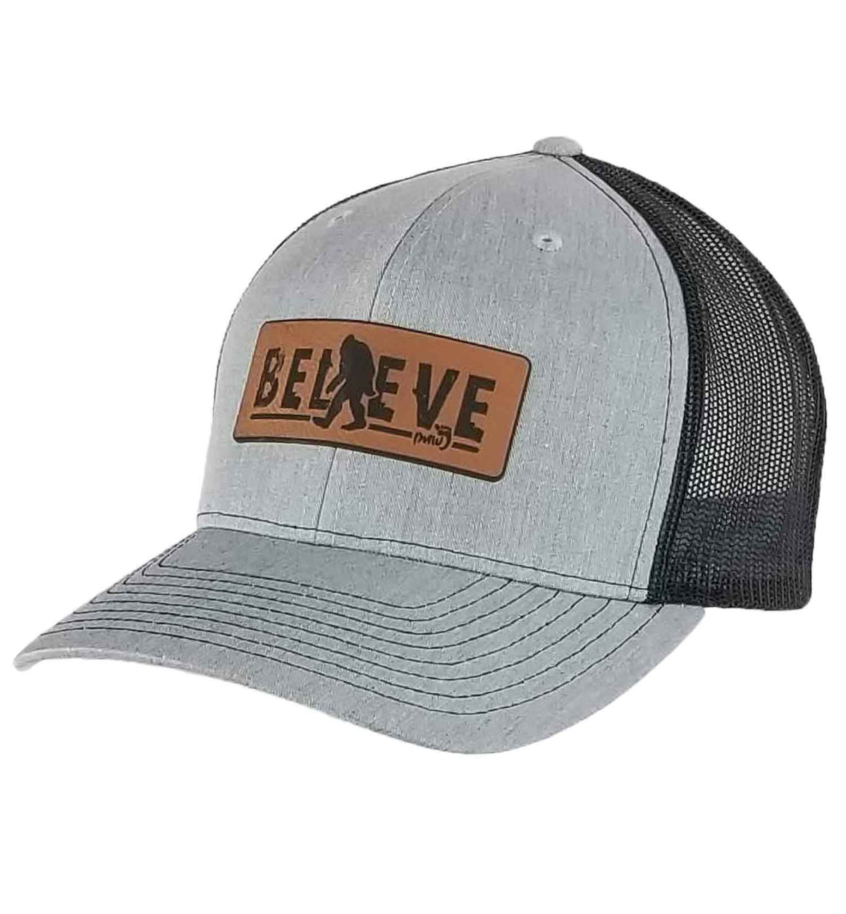 Bigfoot Believe Snapback Trucker Hat - Heather Grey &amp; Black