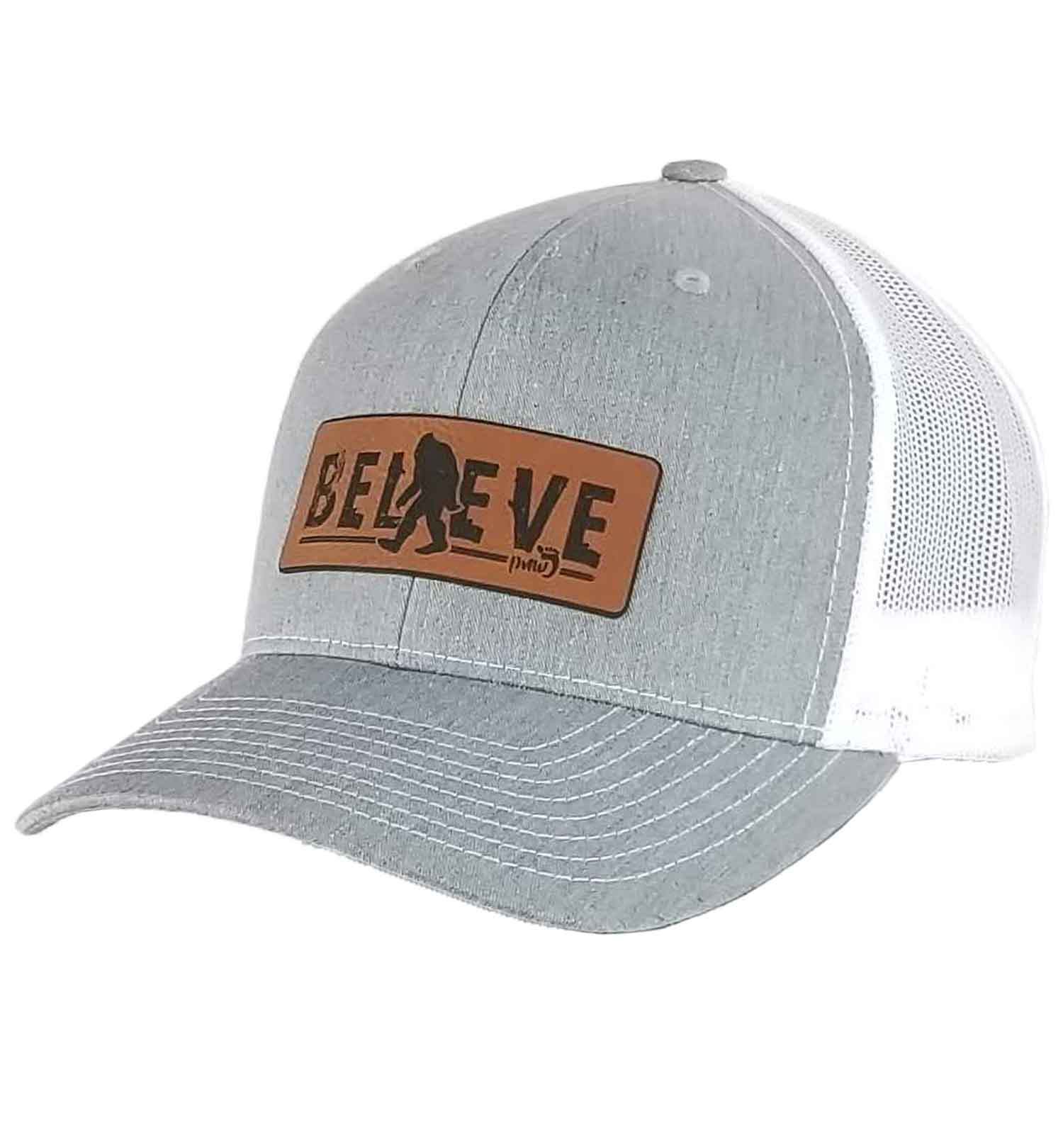 Bigfoot Believe Snapback Trucker Hat - Heather Grey & White