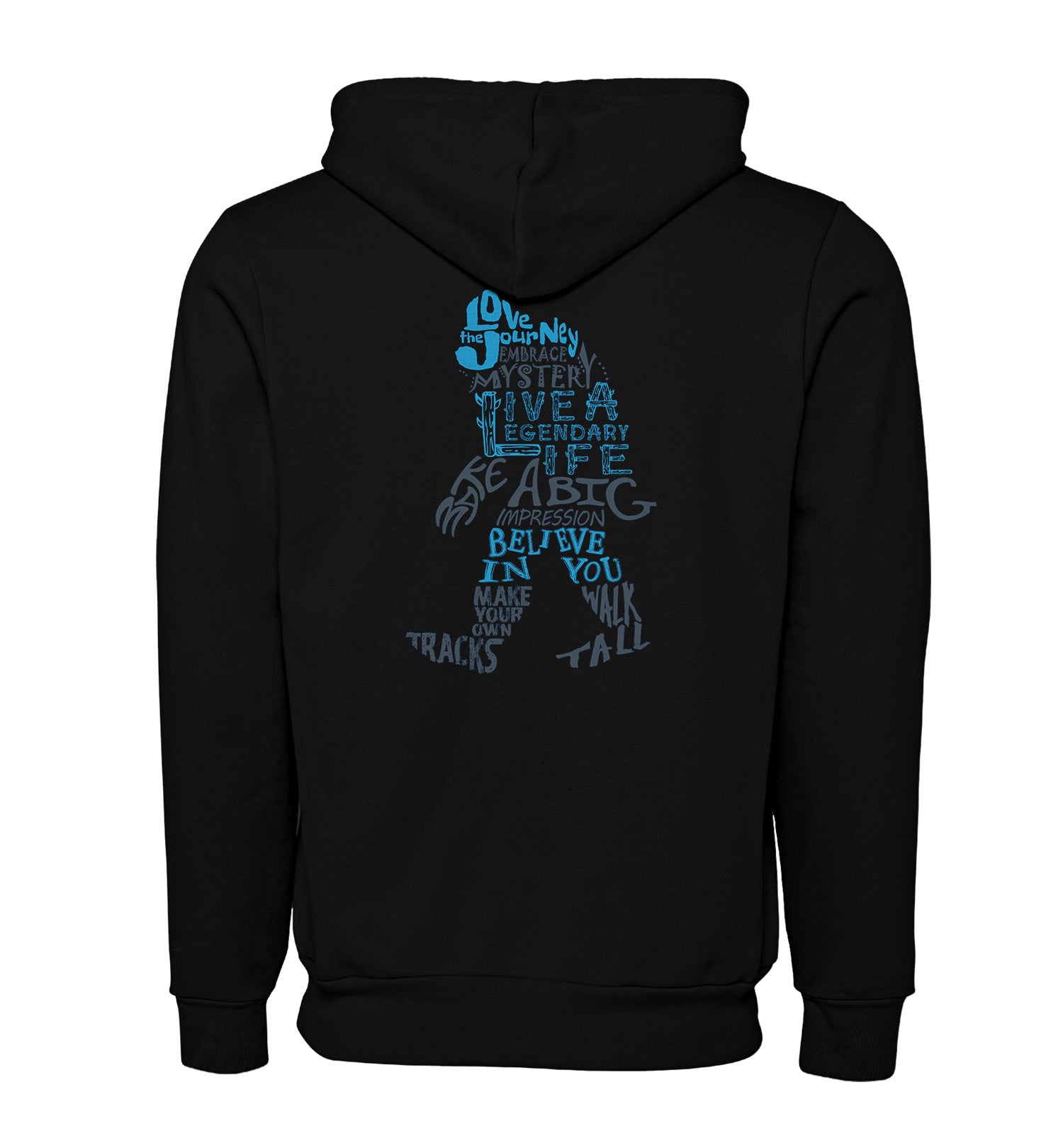 Bigfoot Wisdom Pullover Hoodie Sweatshirt - Blues - Back