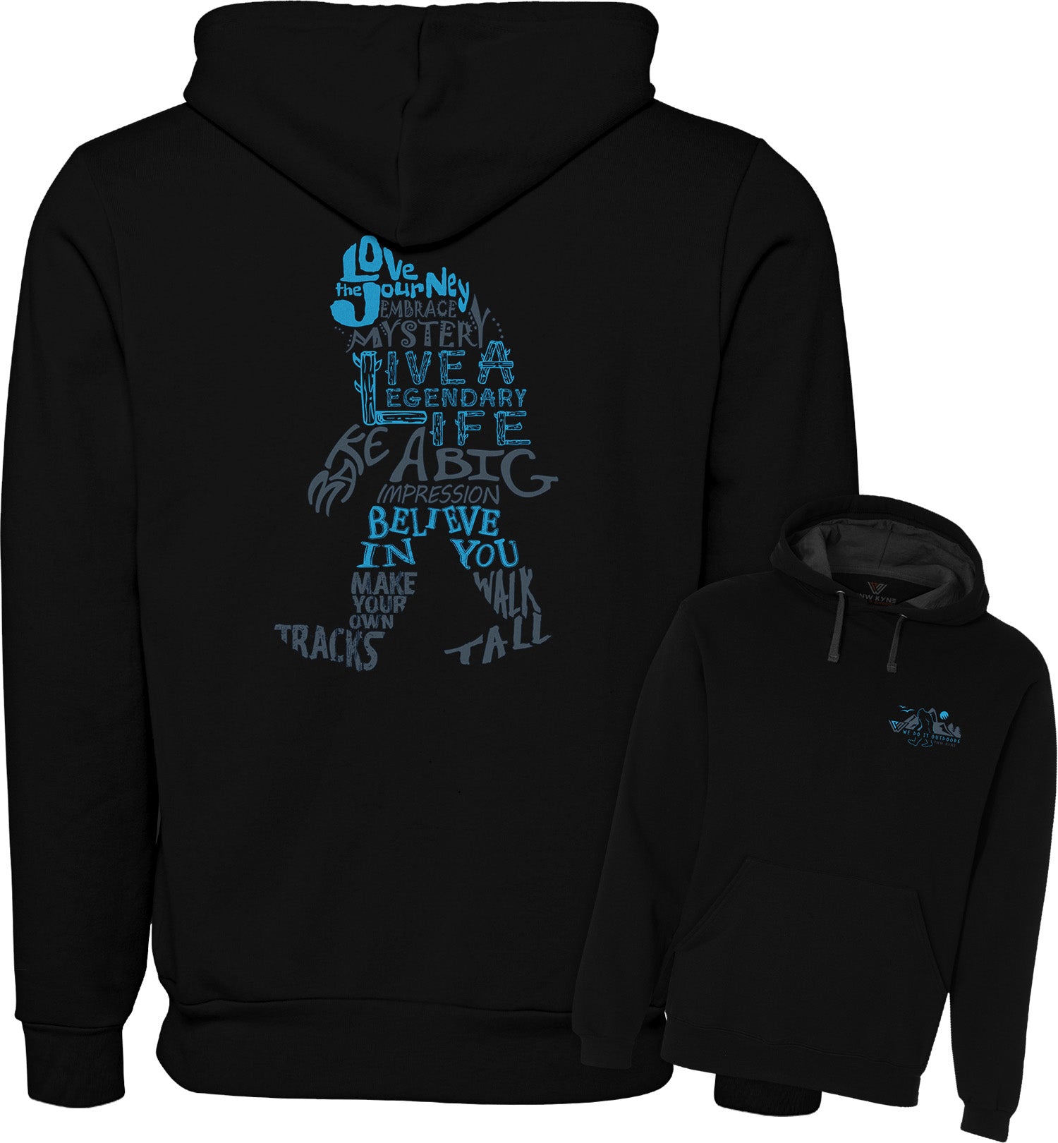 Bigfoot Wisdom Pullover Hoodie Sweatshirt - Blues - Combined