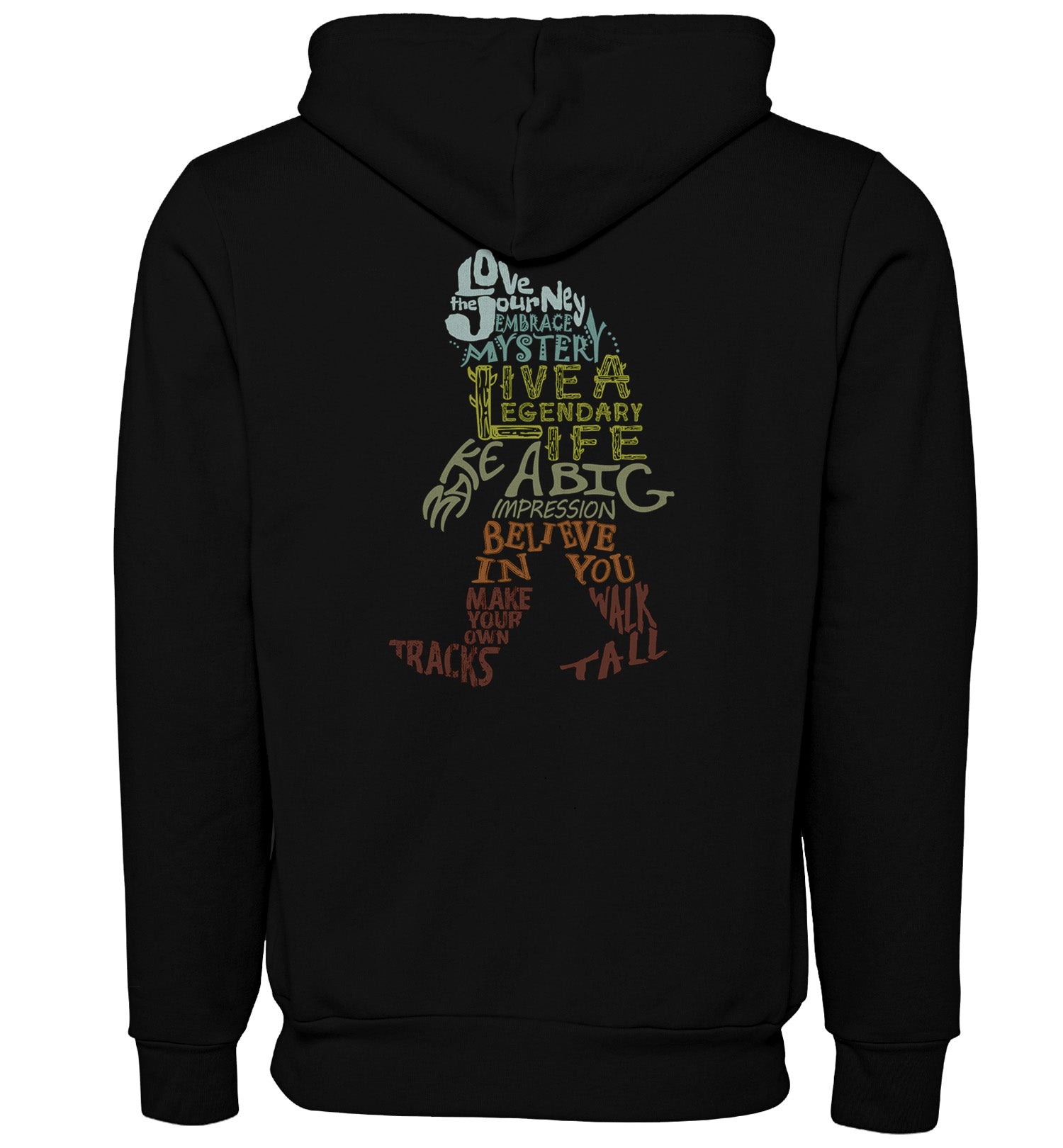 Bigfoot Wisdom Pullover Hoodie Sweatshirt - Earth tones - Back 