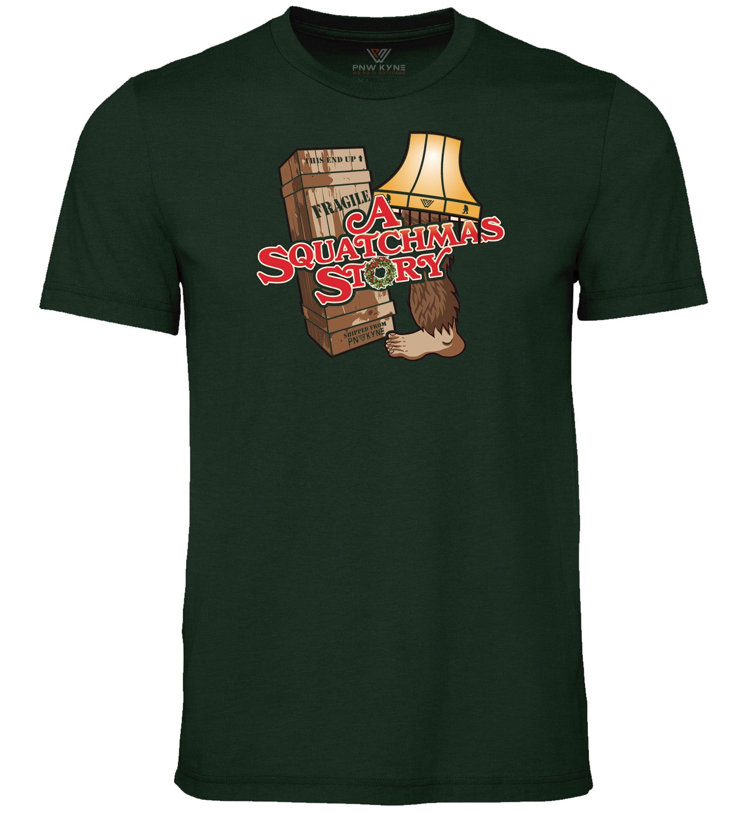 Bigfoot Shirt - A Squatchmas Story - Short Sleeve - Front - Heather Emerald