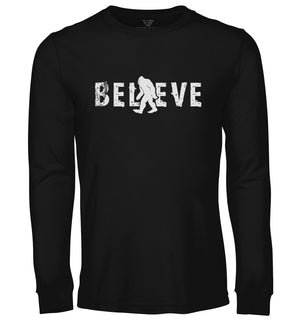 Bigfoot Shirt - Believe - Long Sleeve - Front - Black