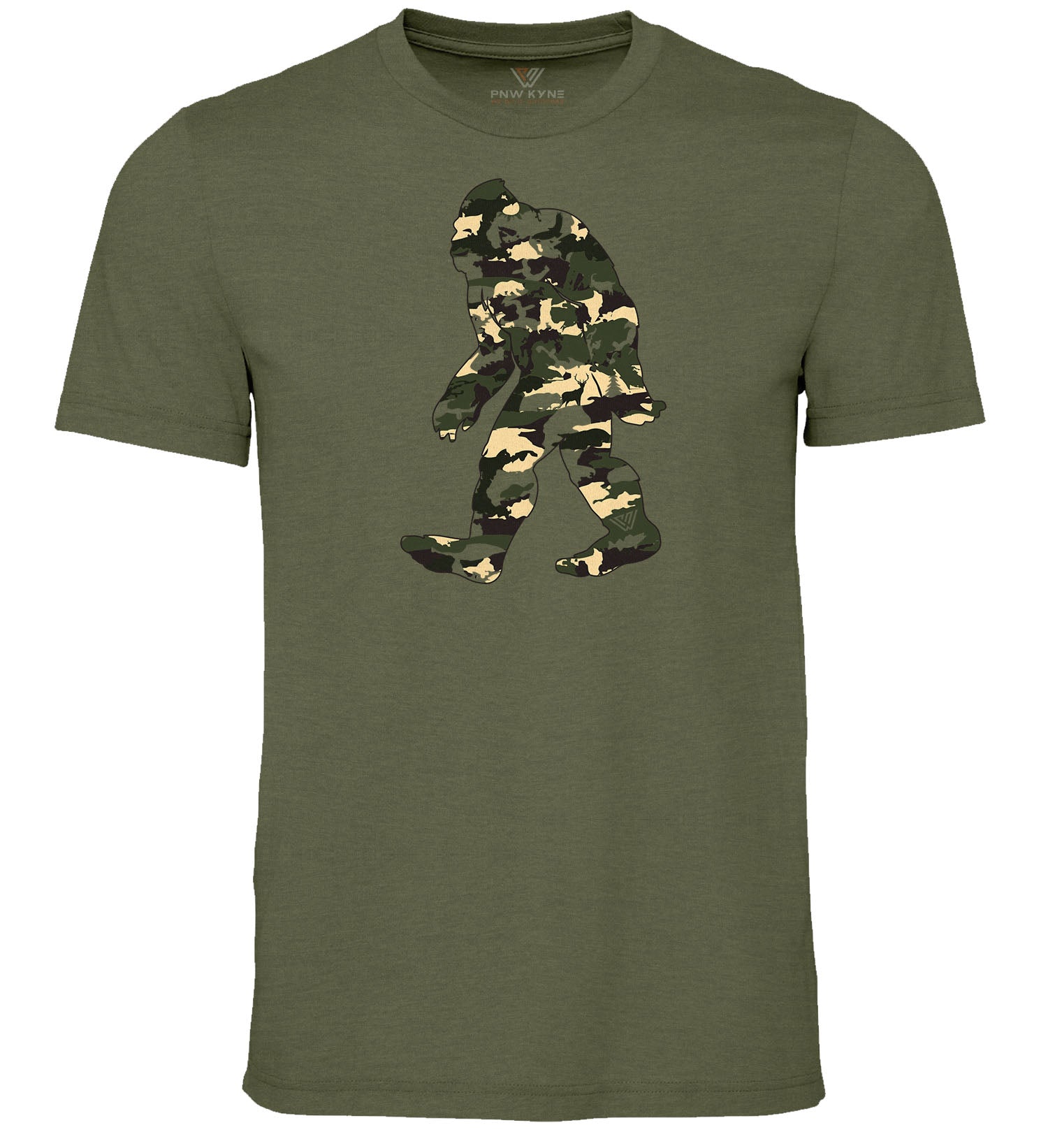 Bigfoot Shirt - Camo - Short Sleeve - Front - Heather Olive