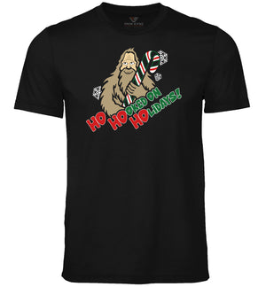 Bigfoot Shirt - Hooked on Holidays - Short Sleeve - Front - Black