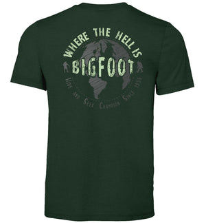 Bigfoot Shirt - WTHIB Hide and Seek Champion - Short Sleeve - Back - Heather Emerald