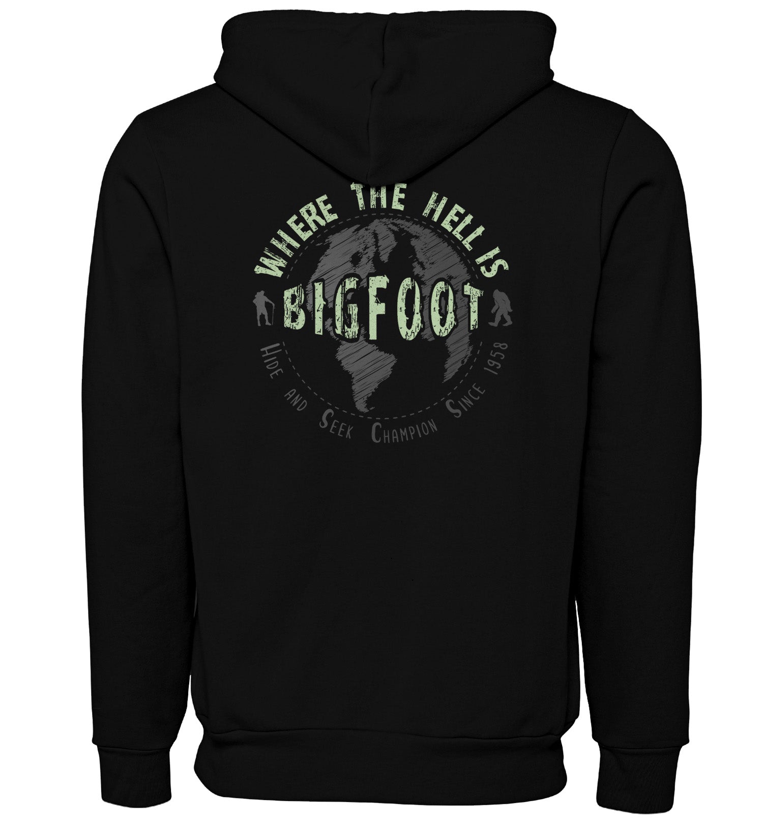 Bigfoot Sweatshirt - Hide & Seek Champion - Pullover Hoodie - Back - Black FotL