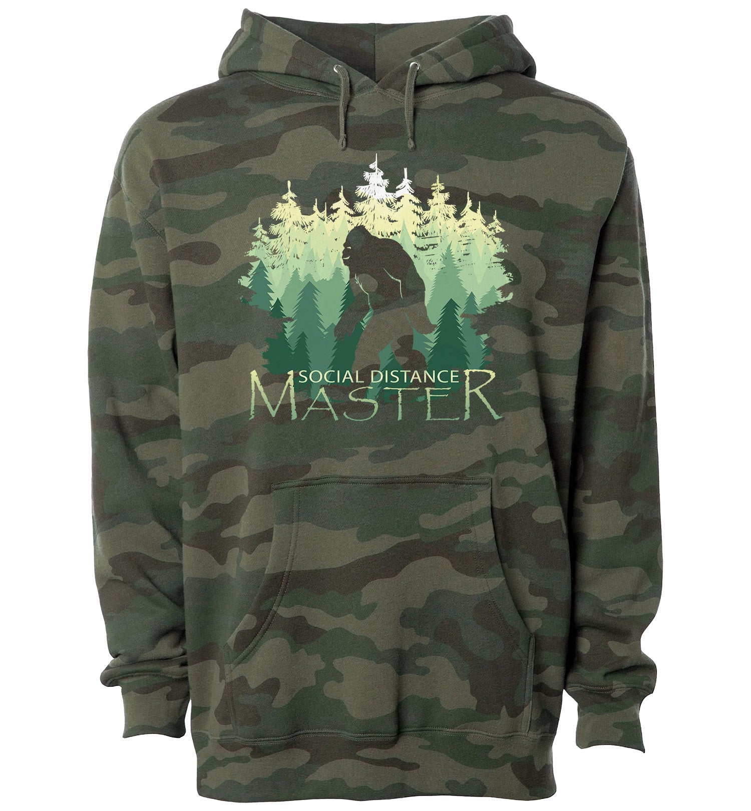 Bigfoot Sweatshirt - Social Distance Master - Pullover Hoodie - Front - Forest Camo