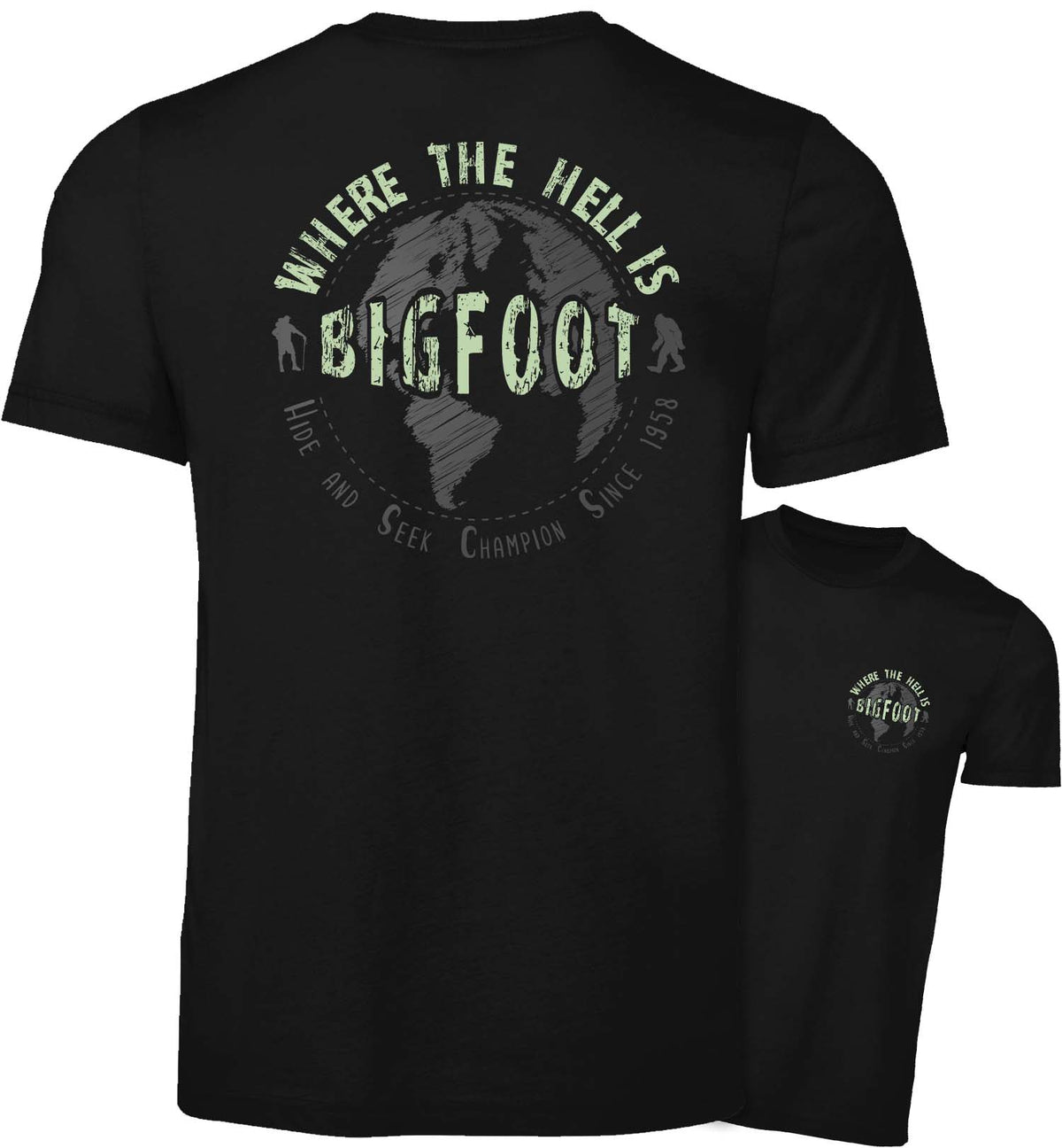 Bigfoot Shirt - WTHIB Hide and Seek Champion - Short Sleeve - Combined - Black